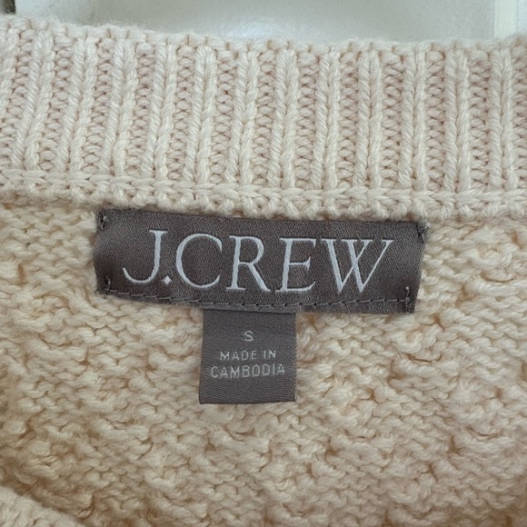 J. Crew Cream Cable Knit Crew Neck Sweater - Picture 2 of 3